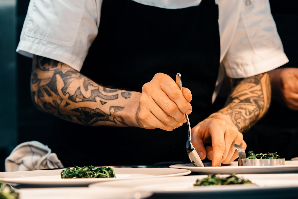 Cooking techniques demonstration with fresh ingredients